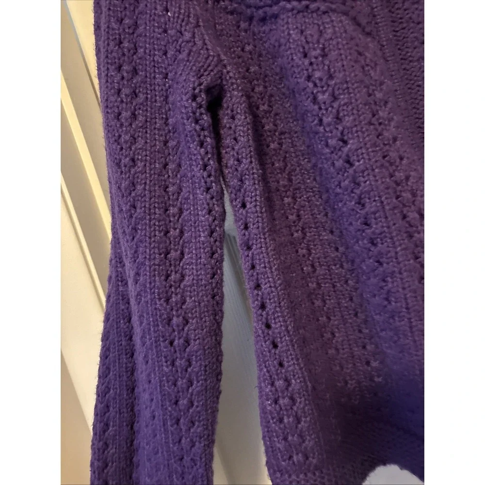 Talbots Womens Cardigan Sweater Medium Purple Twee‎ Crochet Knit Full Zip Fairy